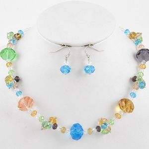 Crystal Necklace Handmade Multi Color Faceted